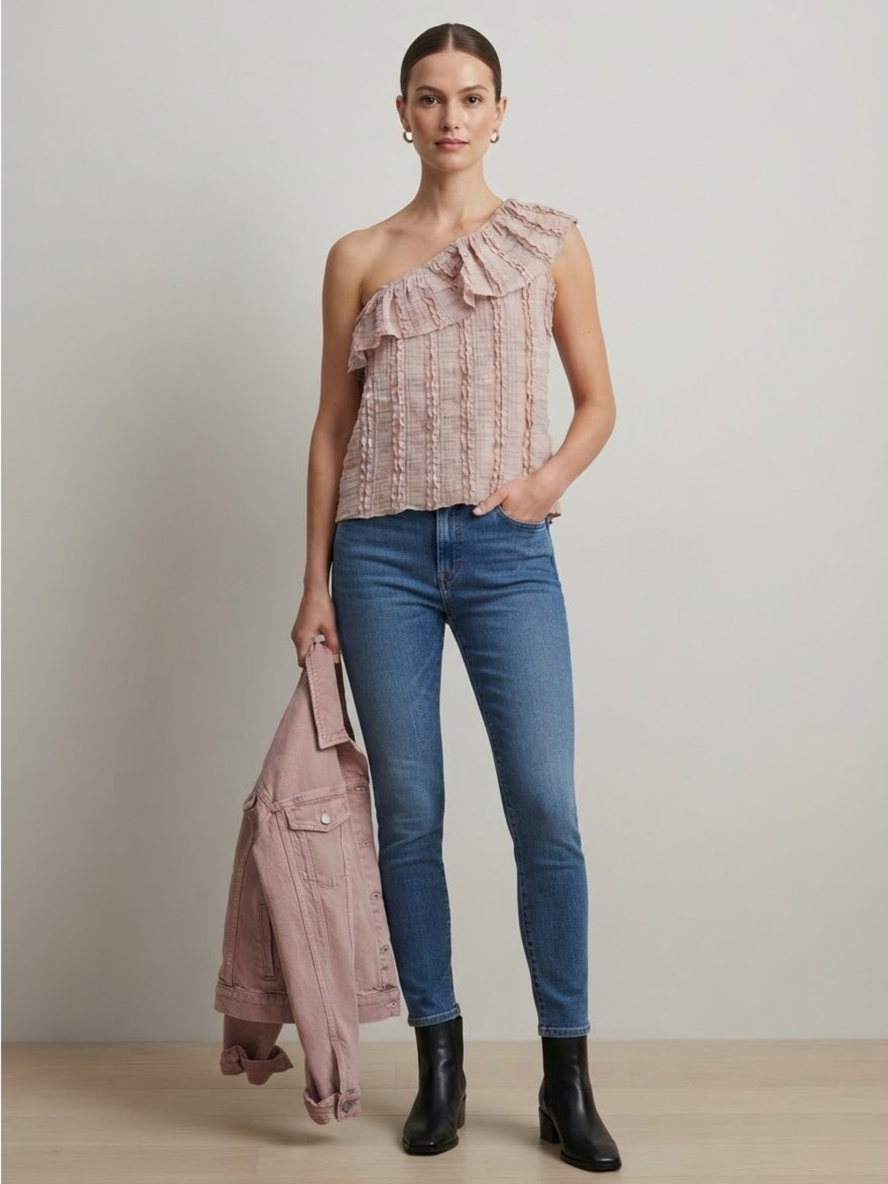 GLG One Shoulder Textured Top